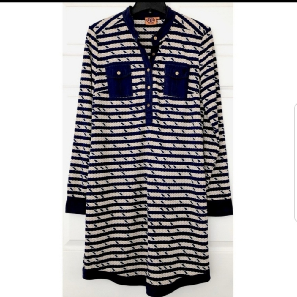 Tory Burch Navy & Tan Nautical Rope Dress